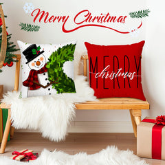 Set of 4 18x18 Red Christmas Pillow Covers,Throw Cushion Case,Winter Holiday Decor for Home Couch