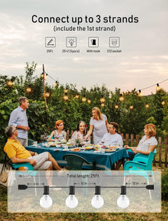 G40 Globe LED Patio Lights - Black, Waterproof