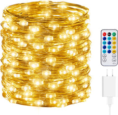 USB Fairy String Lights with Remote - 66 Feet 200 LED Warm White Lights