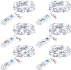 6 Pack Fairy Lights with Timer - 7ft Waterproof String Lights