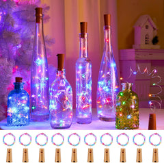 Pastel Wine Bottle Lights, 10 Pack, 7ft Battery Operated