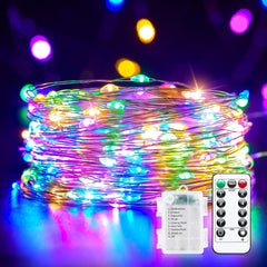 Waterproof Fairy Lights with Remote - 33ft Pink + Multicolor