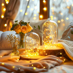 2Pack 33Ft 100 LEDs Plug in Silver Wire Firefly Fairy Lights, Adaptor Included, Warm White