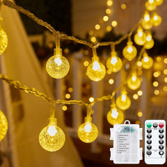 Crystal Globe String Lights - 17ft, 30 LED with Remote