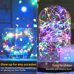 12 Pack 7FT 20 LED Battery Operated Silver Wire Firefly Starry Moon Lights for DIY Crafts, Multicolor