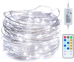 USB Fairy String Lights - 40FT 120LED, 8 Lighting Modes, Pure White