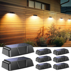 Solar Fence Lights - 8 Pack, IP65 Waterproof, RGB & White