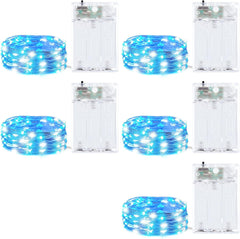 5 Pack 7FT 20 LED String Lights with Timer in Blue White