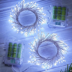 Pure White Fairy Firecracker Lights - 5ft, 60 LEDs with Remote, 2 Pack