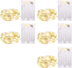 5 Pack Warm White Fairy Lights - Battery Operated, 7ft, 20 LED