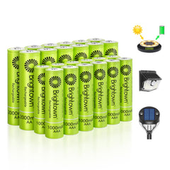12Pack 2000mAh and 12Pack 1000mAh NiMH 1.2V Rechargeable AAA Batteries for Solar Lights and Household Devices