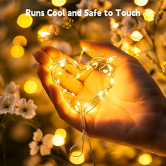 33ft Warm White Fairy Lights - Waterproof Silver Wire