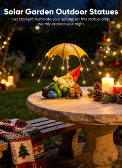 Solar Powered Gnome Statue with 32 LED Lights for Garden Backyard Decor