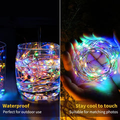 12 Pack 7FT 20 LED Battery Operated Silver Wire Firefly Starry Moon Lights for DIY Crafts, Multicolor