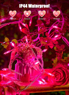 39FT 100 LED Pink String Lights, USB Operated Waterproof Decor