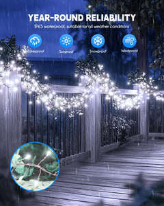 Solar String Lights - 2 Pack, 39.2 FT, 480 LED, Pure White, Waterproof