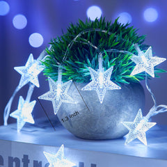 Star String Lights - 17 FT, 50 LED, White, Battery Operated