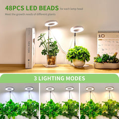 LED Plant Grow Light - 2 Head Adjustable Height Growing Lamp