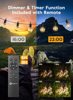 Dimmable Patio Lights - 58 FT, 25 Bulbs, Waterproof, Remote Control