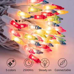 26.5ft Plug In 100 Count Mini Fairy String Lights for Easter Decorations, White Wire, Pastel