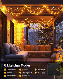 Solar String Lights - 19.6 FT, 240 LED, Warm White, Waterproof