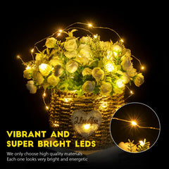 24 Pack 7FT 20 LED Battery Operated Silver Wire Firefly Starry Moon Lights for DIY Crafts, Warm White