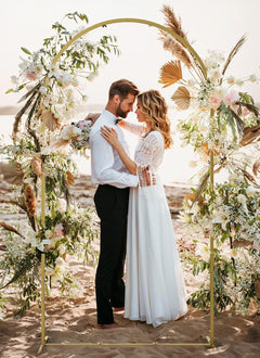 7.2FT Metal Arch Backdrop Stand with Spandex Cover - Pink