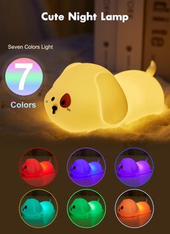 Cute Silicone Puppy Night Light - 7 Colors, Rechargeable