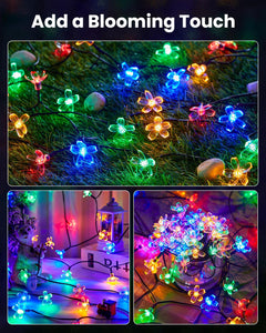 4 Pack 60 LED Flowers Solar String Lights for Garden Yard Fence Patio, Multicolor
