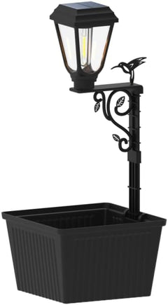 2 in 1 Solar Powered Post Warm Bulb ( (2700-3200K) Lamp Lights with Planter for Garden Patio Yard
