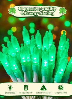 St. Patrick's Day Green Mini Lights - 8ft 20 LED Battery Operated String Lights