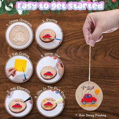 Kids Wooden Painting Kit - Glow in the Dark, 26 pcs Craft Set for Ages 5-12