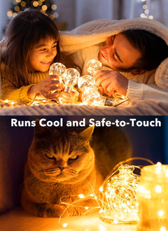 12 Pack 7FT 20 LED Battery Operated Silver Wire Firefly Starry Moon Lights for DIY Crafts