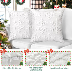 Brightown 18"x18" Christmas Snowflake Throw Pillow Covers, Set of 2