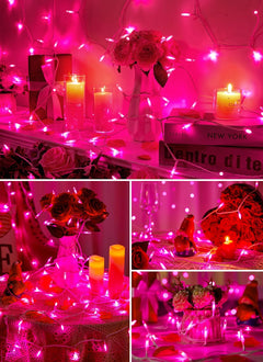 39FT 100 LED Pink String Lights, USB Operated Waterproof Decor