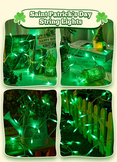 St. Patrick's Day Green Mini Lights - 8ft 20 LED Battery Operated String Lights