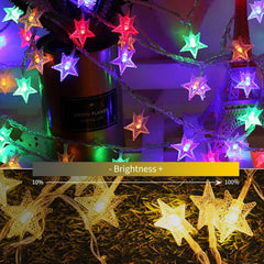 33 ft 100 LED Plug in Stars Fairy String Lights with Remote for Bedroom, Warm White + Multicolor
