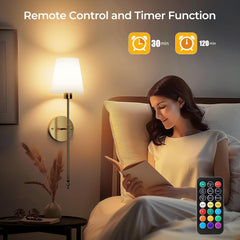 Battery Operated Wall Sconces Set of 2 - Cordless, Rechargeable, Dimmable Lights for Bedroom & Living Room (Gold)