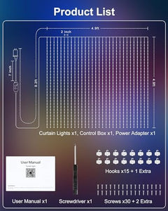 Smart Curtain String Lights - 900 LED App Controlled, DIY Patterns, Music Sync