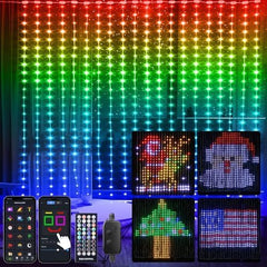 Smart Curtain String Lights - 900 LED App Controlled, DIY Patterns, Music Sync