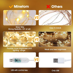 300 LED Dimmable Fairy Lights with Remote, Timer & USB Power