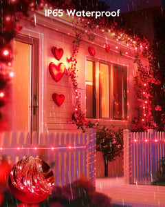 39ft Red Solar String Lights - 100 LED, Waterproof with 8 Modes