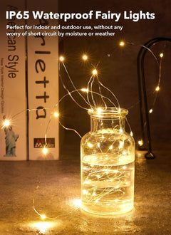 12 Pack 7FT 20 LED Battery Operated Silver Wire Firefly Starry Moon Lights for DIY Crafts, Warm White
