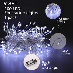 Fairy Lights Plug in - 10 FT, 200 LED, Pure White, Remote Control