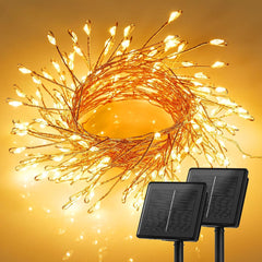 Solar String Lights - 2 Pack, 39.2 FT, 480 LED, Waterproof, Warm White
