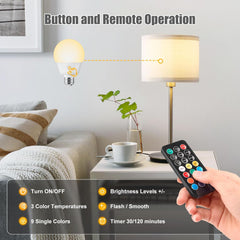 4 Pack E26 Rechargeable Backup Light Bulb with Remote for Sconces Lamps, 3 Color Temperatures