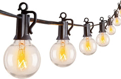 55FT Plug In G40 LED String Lights with 50 Edison Bulbs for Patio Garden Cafe Wedding, Black-Incandescent