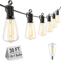 200FT Outdoor String Lights - 102 Shatterproof Edison Bulbs