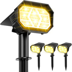 4Pack Solar Powered Spot Pathway Lights Outdoor Waterproof with 3 Light Modes for Backyard Garden (Warm White)