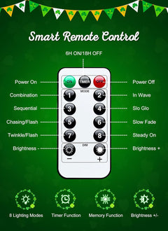 St. Patrick's Day Green String Lights - 39 FT, 100 LED, USB Operated